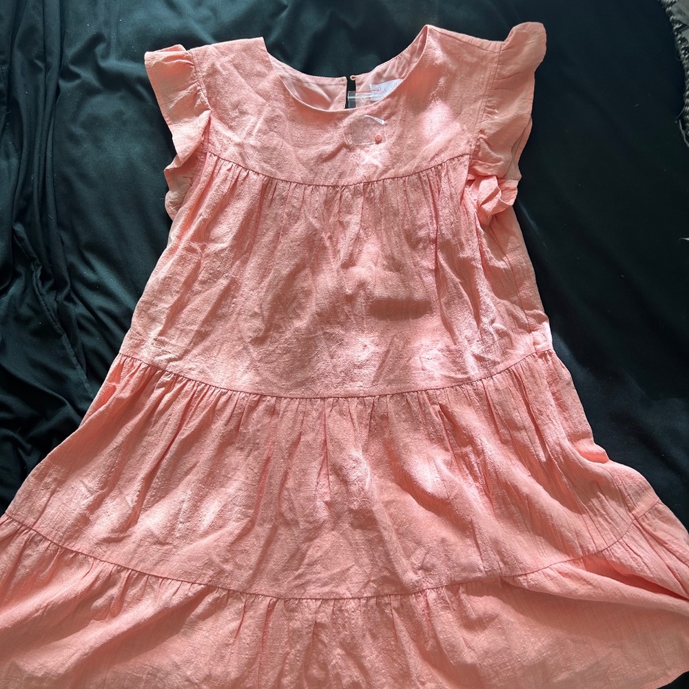 Peach tiered Ruffle dress